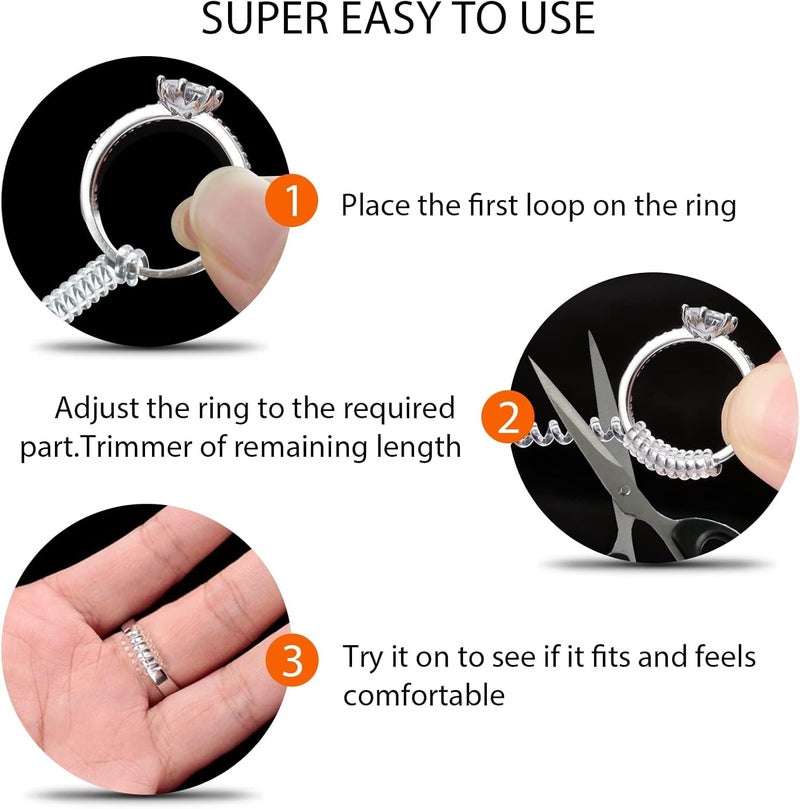 Eiito Ring Sizers for Loose Rings, Ring Size Adjuster Spacers or Tightener, Invisible Guards, 6 Sizes Fitter, Resizer Fit Almost Any Rings, Reduces Size by 0.5-1.5 - Image 3
